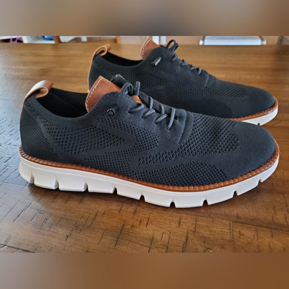 NIB Breeze Men's Ultra Comfortable Black and Brown Knit Shoes - Size EU43 US 10